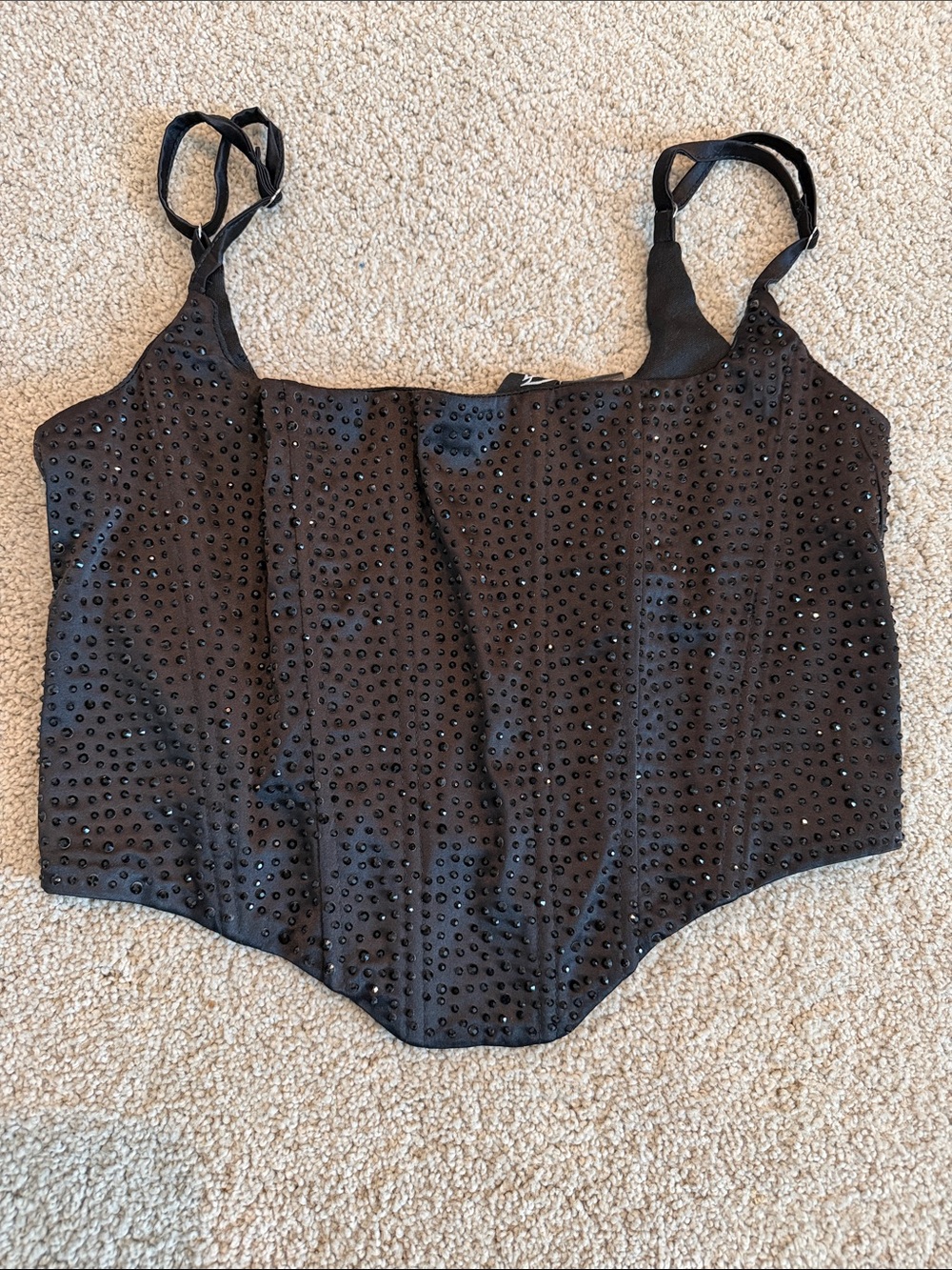 Windsor Black Embellished Cropped Corset Top